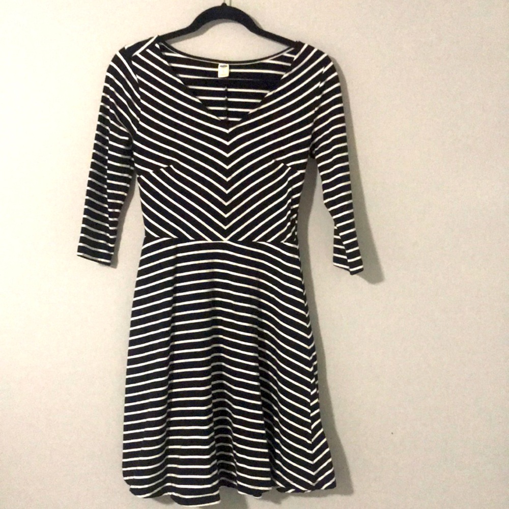 Black and white striped dress